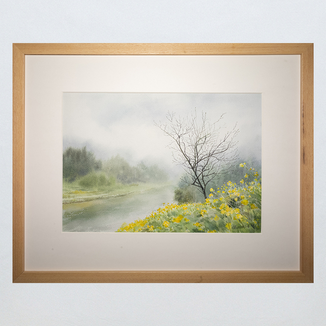 Misty Rain in Jiangnan Framed Watercolor Art