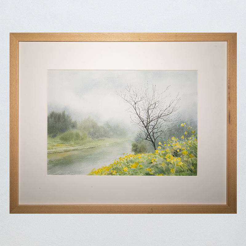 Misty Rain in Jiangnan Framed Watercolor Art