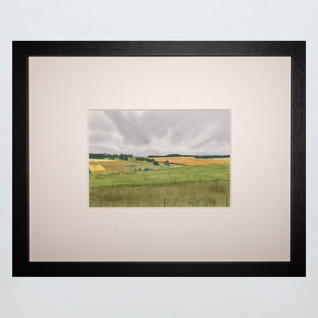 Quiet Fields Framed Watercolor Art