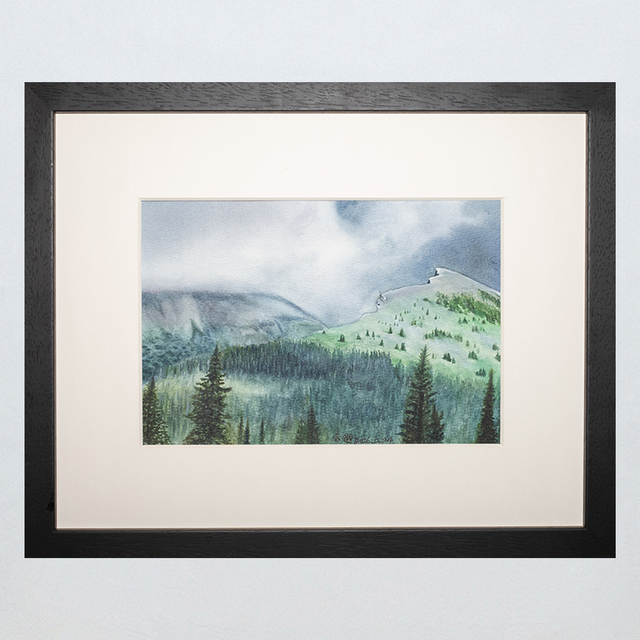 Clouds Over Emerald Hills Framed Watercolor Art